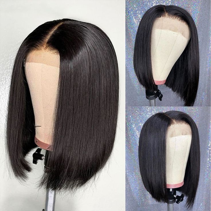 T Part Straight Hair Short Bob Wig Human Hair Lace Front Wigs