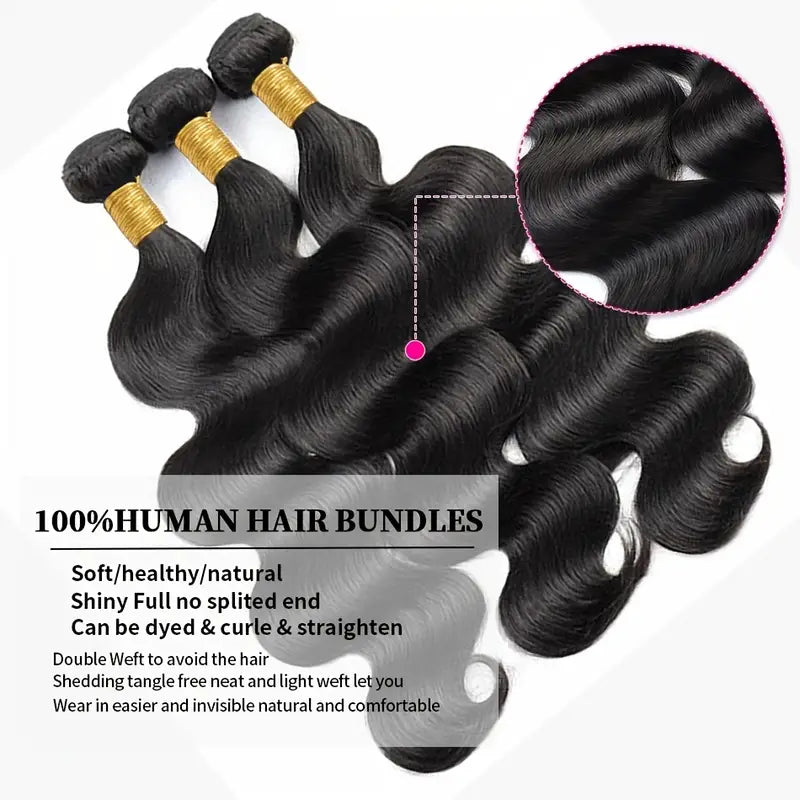 Malaysian Body Wave Human Hair 3 Bundles 100% Human Hair Extensions
