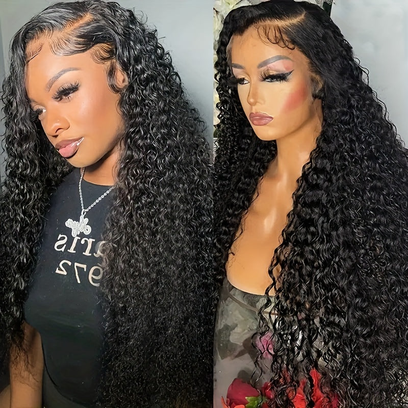 Curly Human Hair Wigs 13x4 Lace Front Wig Pre Plucked 34 Inch Glueless Kinky Curly Wig