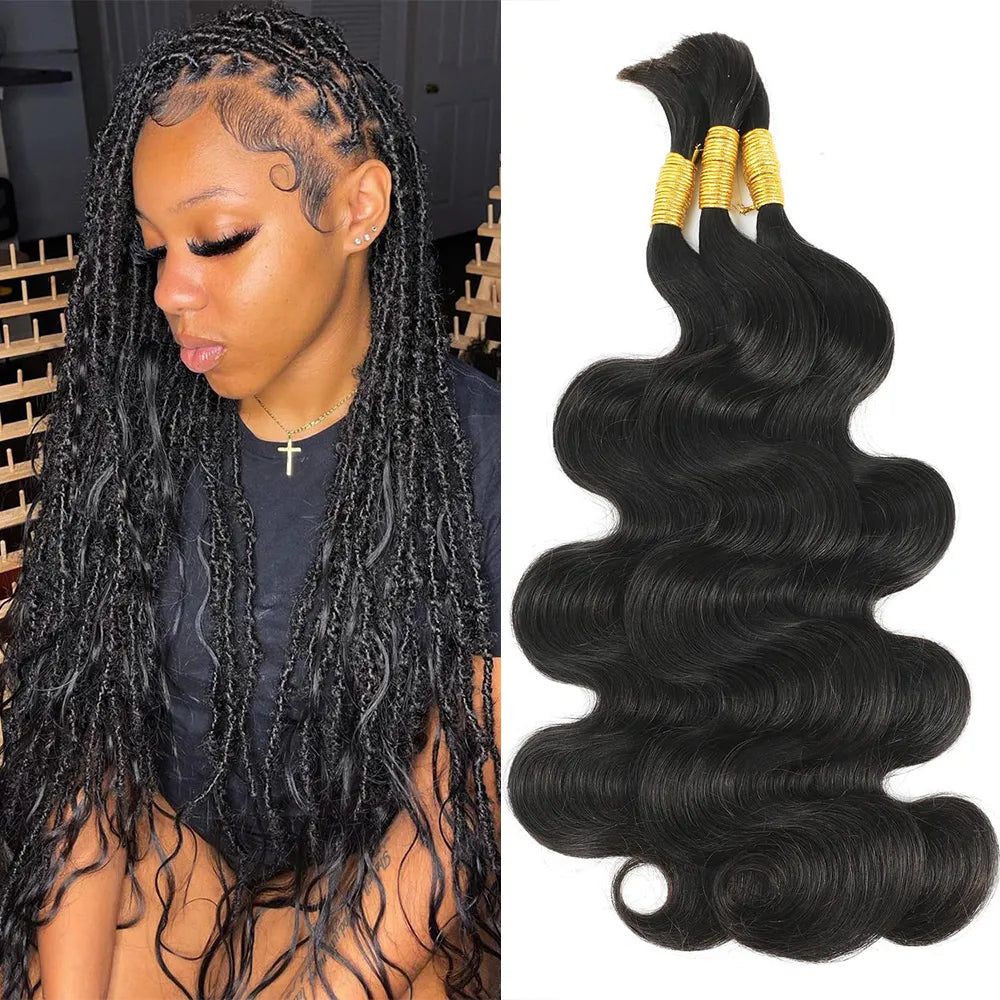 Body Wave No Weft Boho Braids Human Hair Extensions Bulk Human Hair Bundles