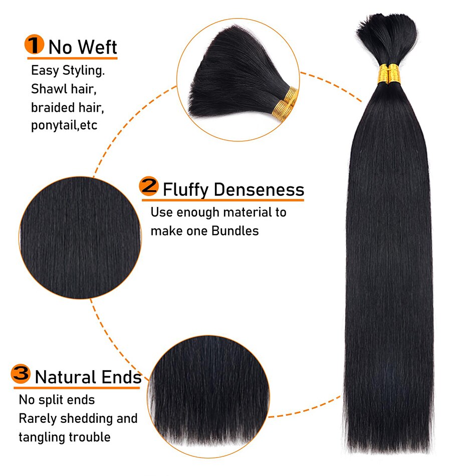 30 Inch Straight Human Hair Braiding Bulk Hair Extensions No Weft Brazilian Human Hair Bundles Natural Color