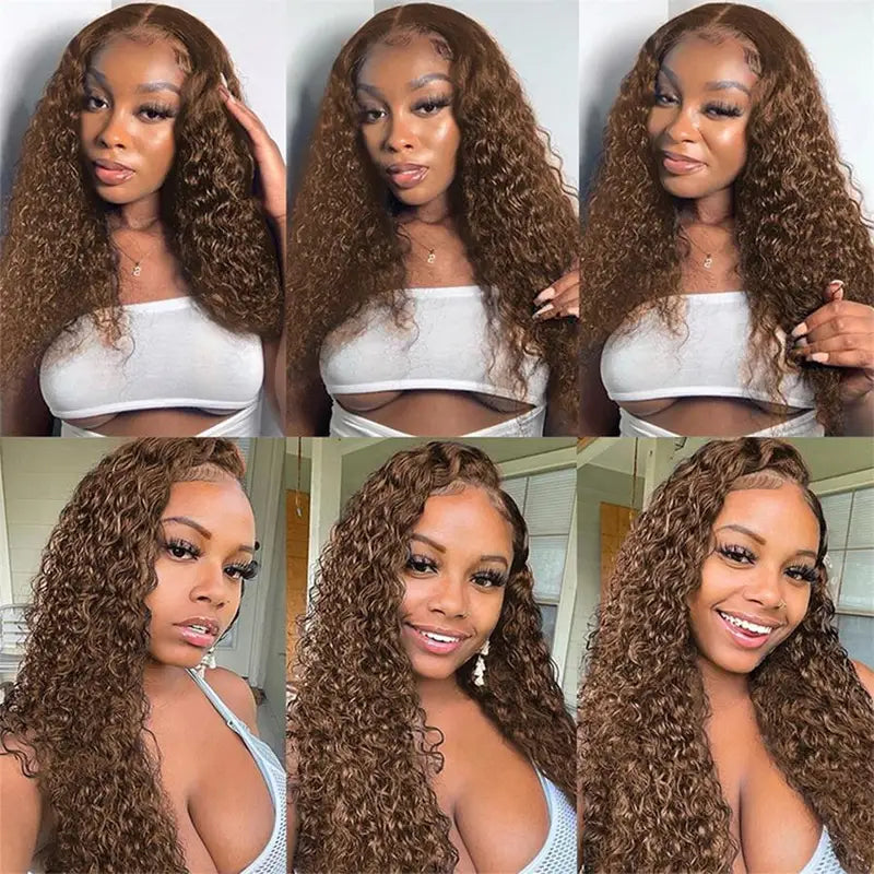 OneMore 250 Density Brown Hair 13x4 Lace Front Wig Deep Wave Frontal Wig Brazilian Colored Human Hair Wigs