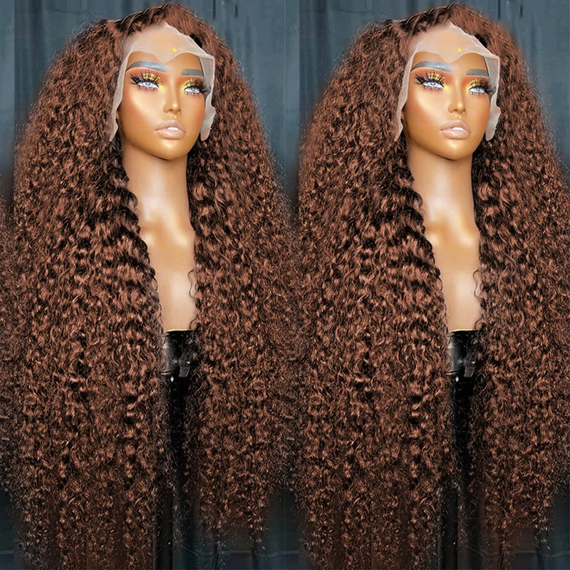 OneMore 250 Density Brown Hair 13x4 Lace Front Wig Deep Wave Frontal Wig Brazilian Colored Human Hair Wigs