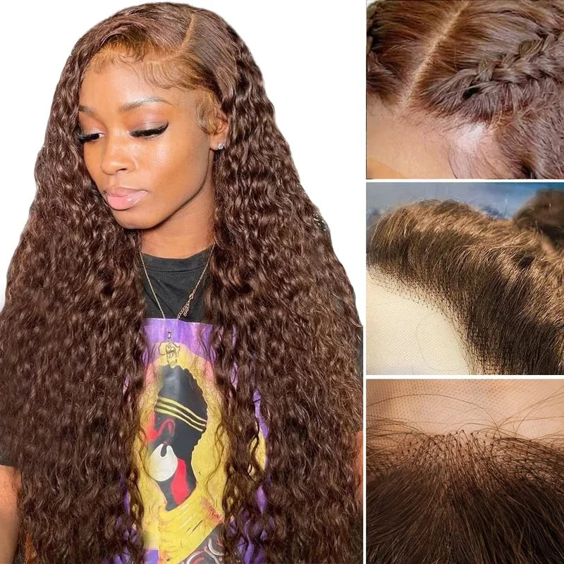 OneMore 250 Density Brown Hair 13x4 Lace Front Wig Deep Wave Frontal Wig Brazilian Colored Human Hair Wigs