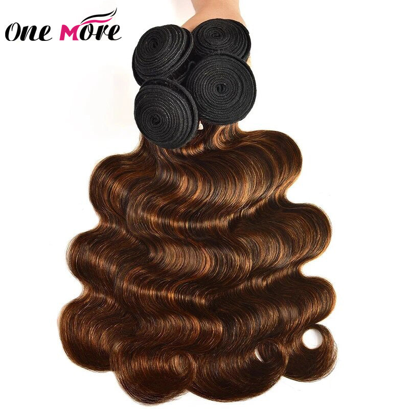 OneMore #FB30 Highlight Hair Bundles with Closure Brazilian Body Wave Human Hair Bundles