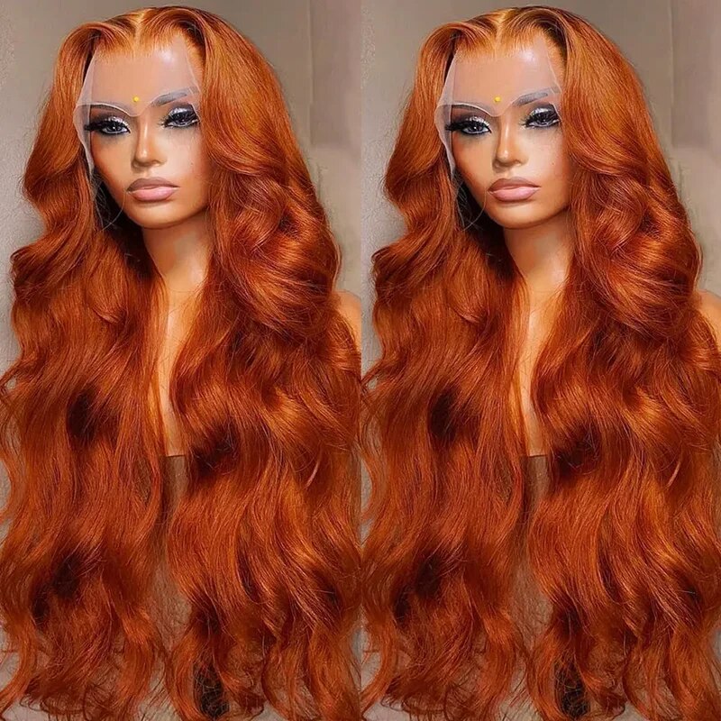 OneMore Glueless Wig Ginger Orange Hair 13x4 HD Transparent Lace Frontal Wigs Colored Human Hair Wig