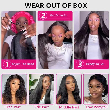 Glueless Straight Hair 5x5 Closure Wig HD Lace Pre Plucked and Bleached Ready to Wear Wig