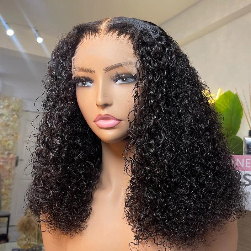 OneMore Kinky Curly 5x5 Pre Bleached Tiny Knots Pre-Cut  Lace Glueless Bob Wig
