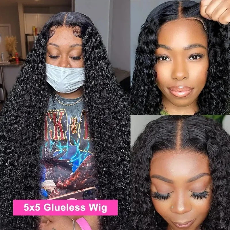 5x5 Closure Wigs HD Lace Wig Kinky Curly Human Hair Lace Front Wig