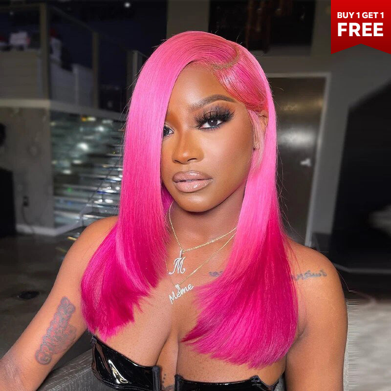 (OneMore Bogo Sale)Barbir Pink Wig Buy 1 Get 1 Free Colored 13x4 Lace Front Wig