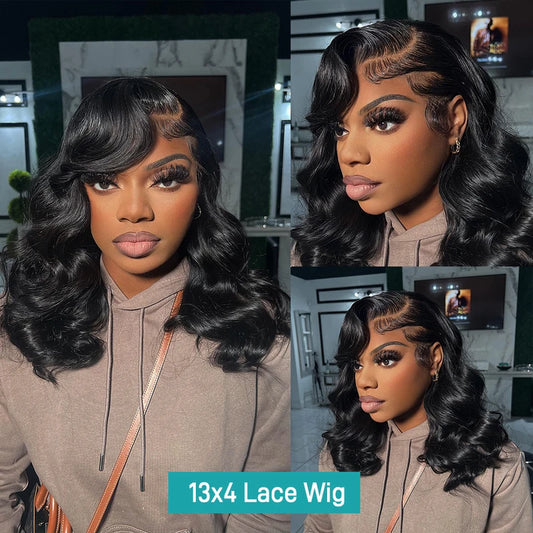 (Super Sale)OneMoreHair 200% Density Short 13x4 Lace Front Wig on Sale Pre Cut Shoulder Length Wig