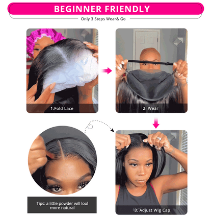 Kinky Straight Hair Glueless Human Hair Wigs HD Lace Yaki Hair 13x4 Lace Frontal Wig