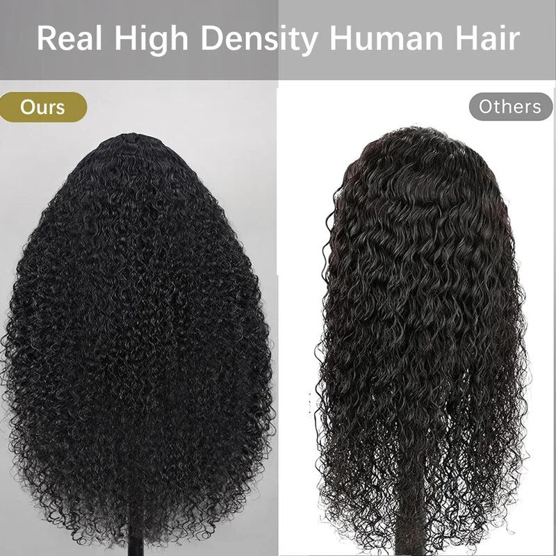 Glueless Curly Human Hair Wigs 13x6 HD Lace Front Wig Pre Plucked 200% Density