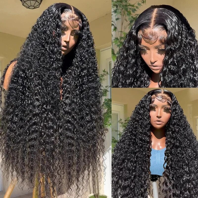 200% Density Deep Wave 13x6 Lace Front Wig HD Glueless Lace Wigs Deep Curly Pre Plucked Wigs