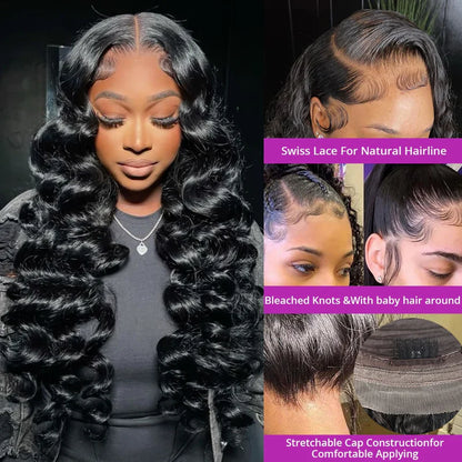 (Prom Sale 50% Off) Loose Deep Wave 5x5 Lace Closure Wig Pre Plucked Glueless Human Hair Wig 180% Density