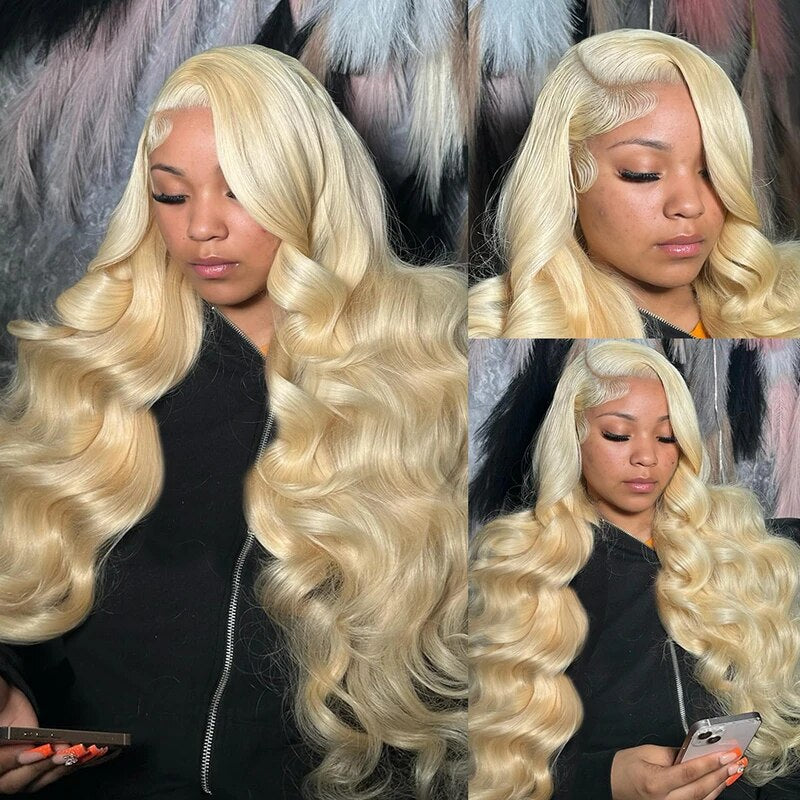 OneMore 613 Blonde Lace Front Wig Body Wave 13x4 HD Transparent Lace Long Human Hair Wigs 40 Inch