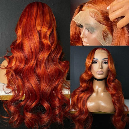 OneMore Body Wave Ginger Orange 13x4 Transparent Lace Frontal Wigs