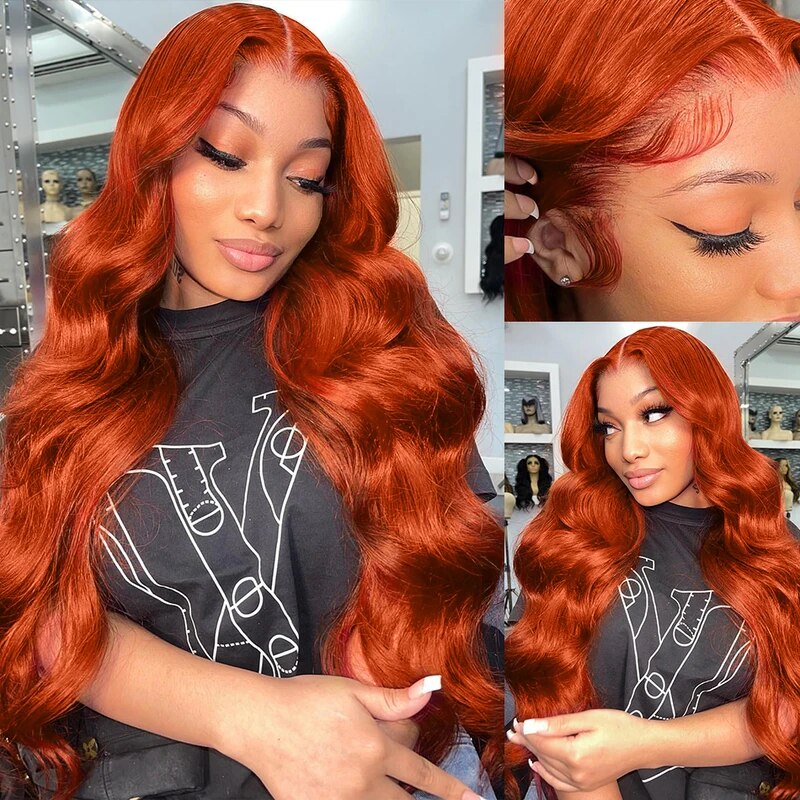 OneMore Body Wave Ginger Orange 13x4 Transparent Lace Frontal Wigs