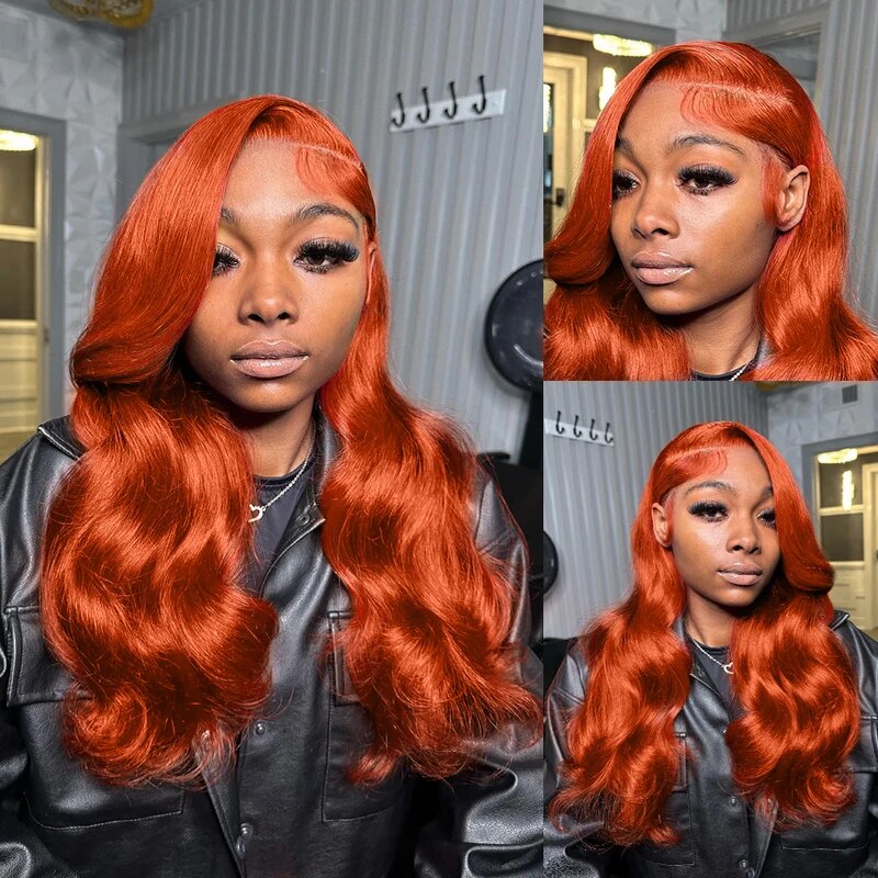 OneMore Body Wave Ginger Orange 13x4 Transparent Lace Frontal Wigs