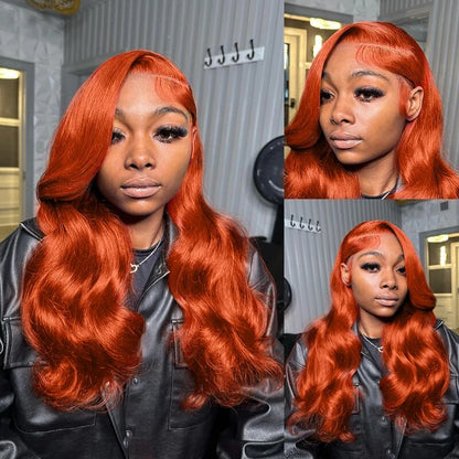 OneMore Body Wave Ginger Orange 13x4 Transparent Lace Frontal Wigs