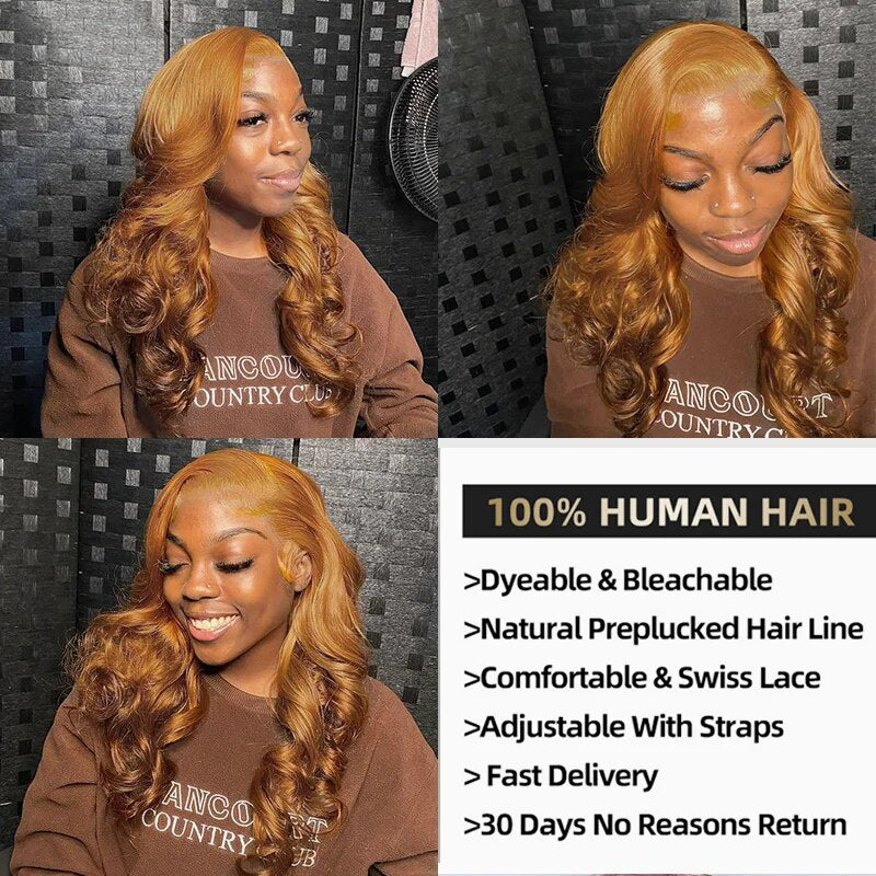 OneMore Ginger Blonde Body Wave HD Lace Front Wig Ginger Blonde Human Hair Wig