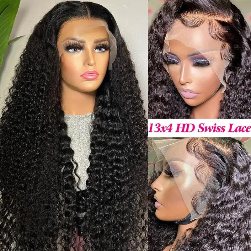 250% Density 30 Inch Wet and Wavy Human Hair Lace Front Wig Water Wave Pre Plucked HD Lace Wig