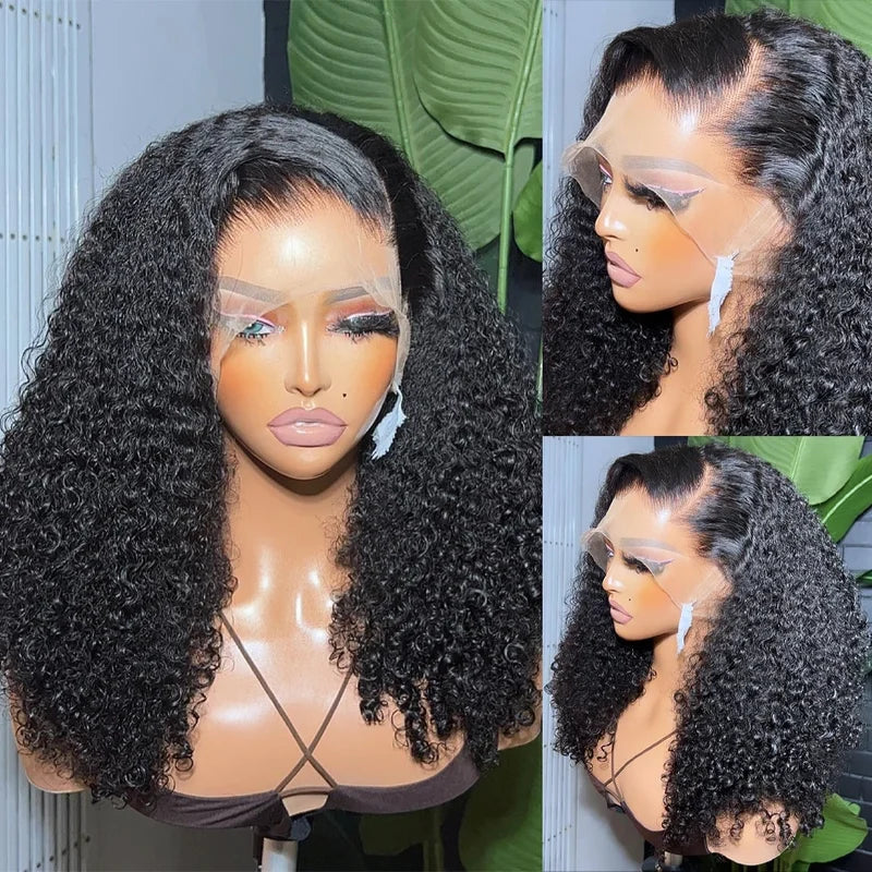 Curly Human Hair Wig 13x4 HD Lace Front Wig Bleached Knots Brazilian Kinky Curly Lace Frontal Wigs