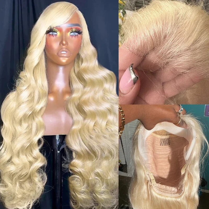 OneMore 613 Blonde Lace Front Wig Body Wave 13x4 HD Transparent Lace Long Human Hair Wigs 40 Inch