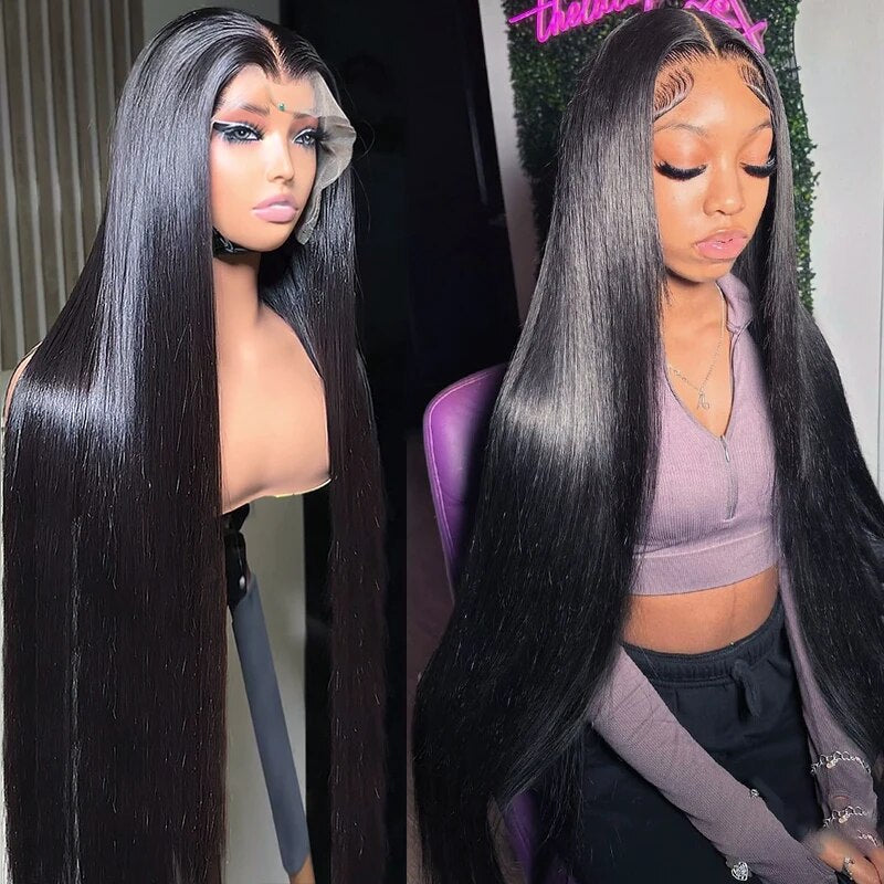 Glueless Straight Human Hair Wigs 13x4 Lace Front Wig Pre Plucked Bleached Knots Invisible HD Lace Wigs