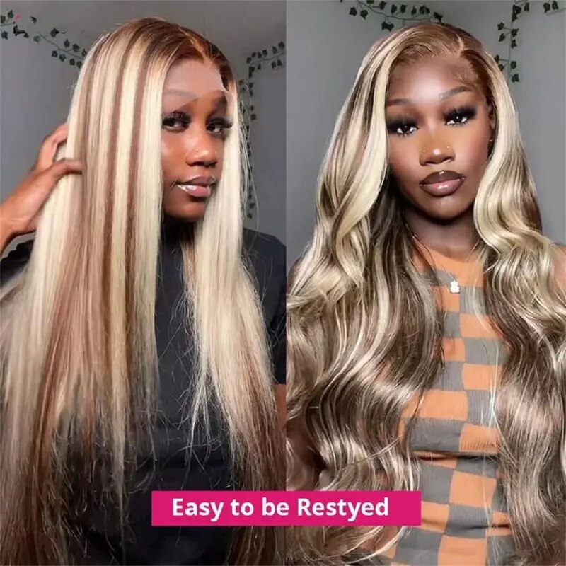 Chocolate Brown with 613 Blonde Highlights Body Wave 13x4 Lace Front Wig