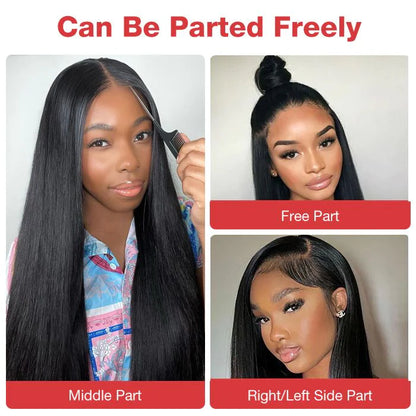 Glueless Wear Go Straight Hair 13X6 Lace Front Wig Pre Plucked and Bleached Knots Ready To Go Wig