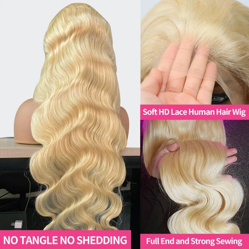 Overnight Shipping 613 Wig Blonde Hair Body Wave Lace Front Wigs Human Hair Lace Wig