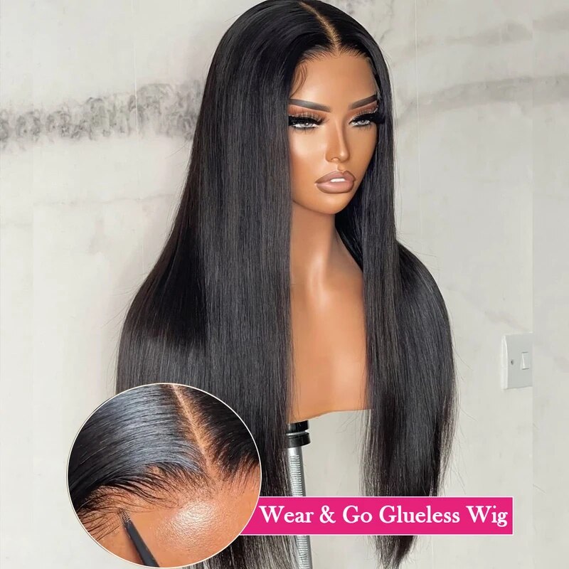 Glueless Wear Go Straight Hair 13X6 Lace Front Wig Pre Plucked and Bleached Knots Ready To Go Wig