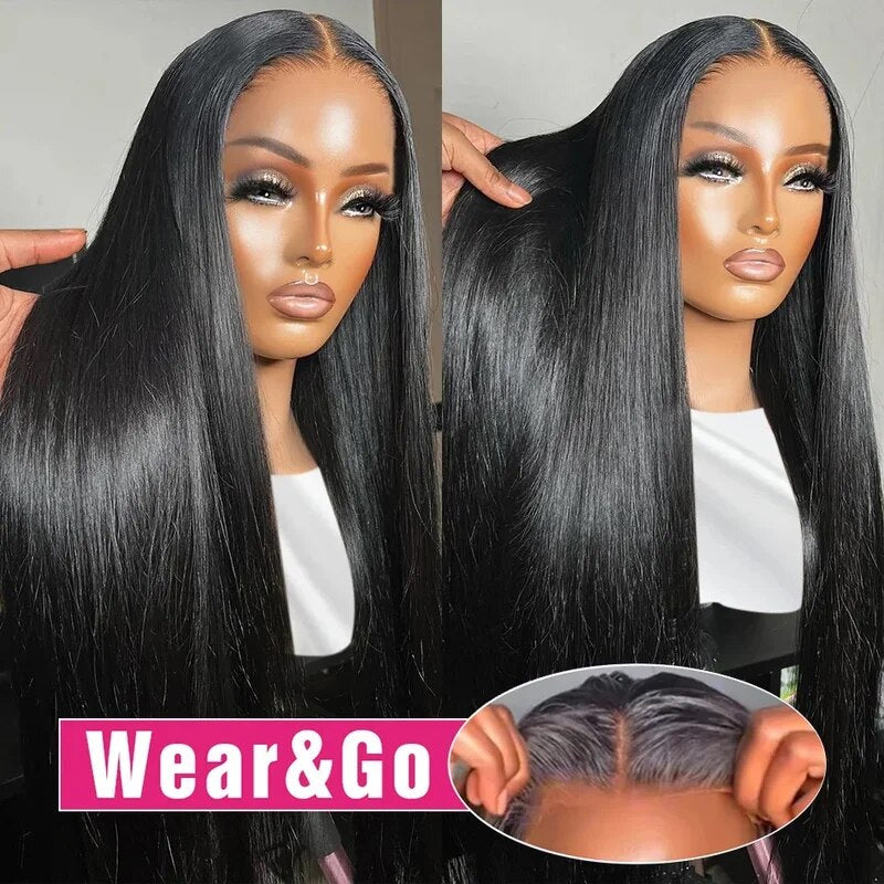 Glueless Wear Go Straight Hair 13X6 Lace Front Wig Pre Plucked and Bleached Knots Ready To Go Wig