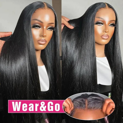 Glueless Wear Go Straight Hair 13X6 Lace Front Wig Pre Plucked and Bleached Knots Ready To Go Wig