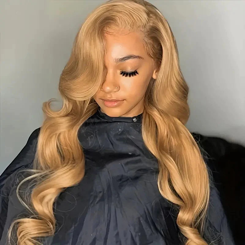 OneMore Glueless Honey Blonde Wigs Body Wave #27 Color 13x4 Lace Front Wig HD Lace Milk Tea Hair