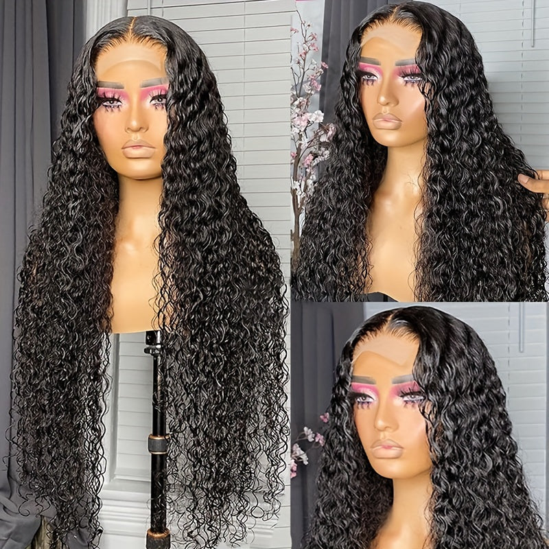 Water Wave Human Hair Wigs Pre Bleached Knots Pre Plucked 13x4 HD Lace Frontal Wig