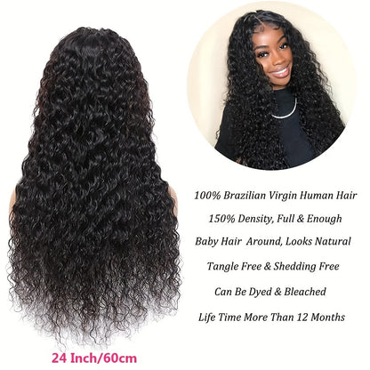 Deep Wave Wigs Glueless Lace Wigs 5x5 HD Lace Closure Wig Pre Bleached 180% Density