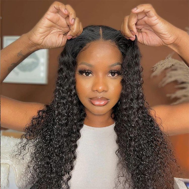 Glueless Wigs Curly 13x6 HD Lace Front Wig Pre Bleached Put On and GO Wig