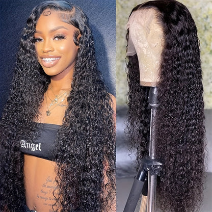 Curly Human Hair Wigs 13x4 Lace Front Wig Pre Plucked 34 Inch Glueless Kinky Curly Wig
