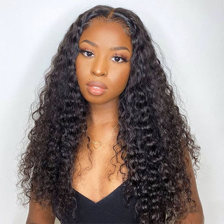 Deep Wave Human Hair 3 Bundles with Closure Transparent 13x4 Lace Frontal Pre Plucked
