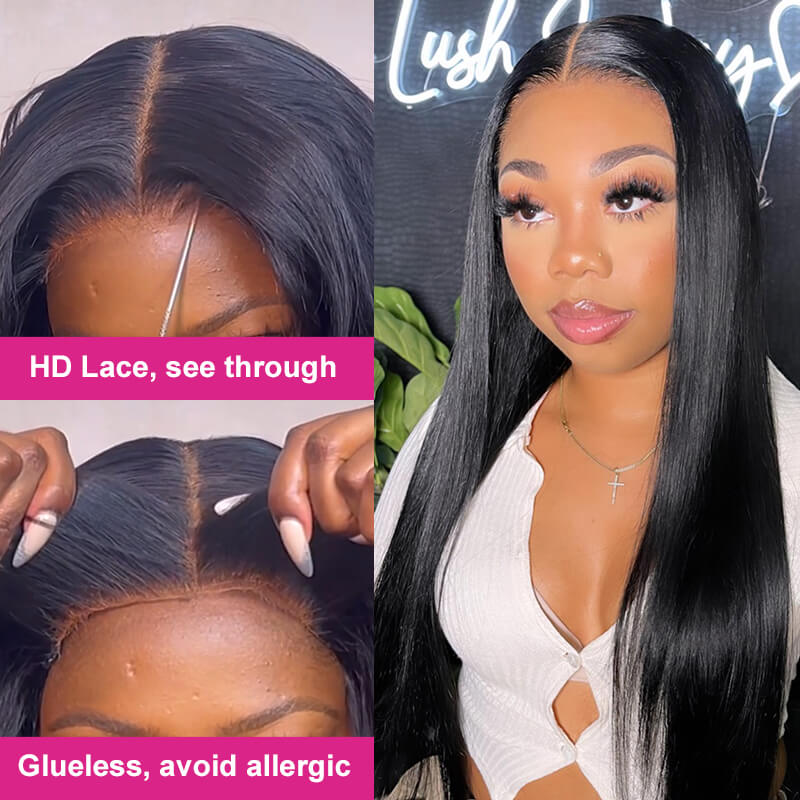 Pre Bleached 13x4 Lace Front Wig Straight Hair Pre Cut HD Lace Wig Glueless Lace Wigs Human Hair