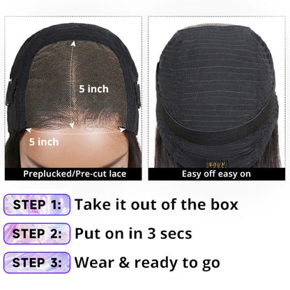 Pre Cut Lace Wigs Body Wave 5x5 Closure Wig Glueless Human Hair Wigs for Beginners