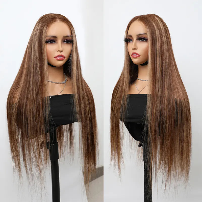 Honey Blonde Highlight Wig Straight Hair 13x4 Lace Front Hd Lace Glueless Human Hair Wigs