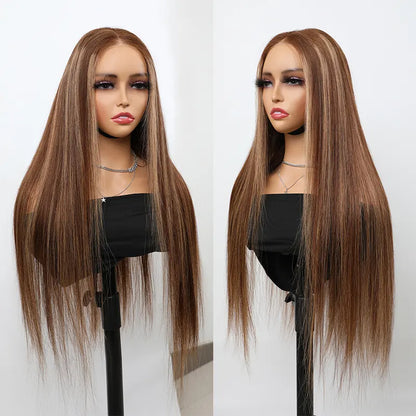 Honey Blonde Highlight Wig Straight Hair 13x4 Lace Front Hd Lace Glueless Human Hair Wigs