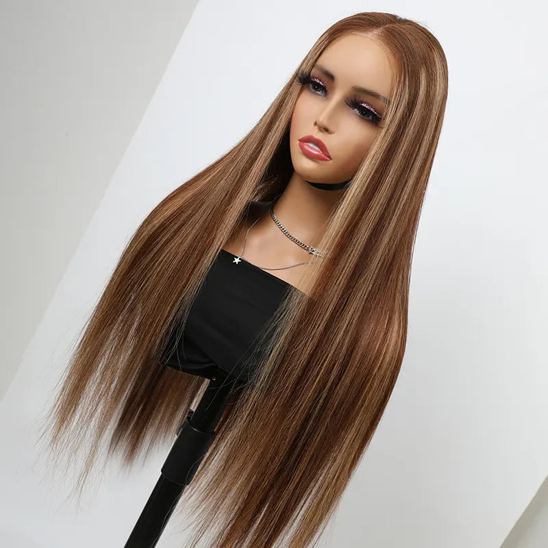 Honey Blonde Highlight Wig Straight Hair 13x4 Lace Front Hd Lace Glueless Human Hair Wigs