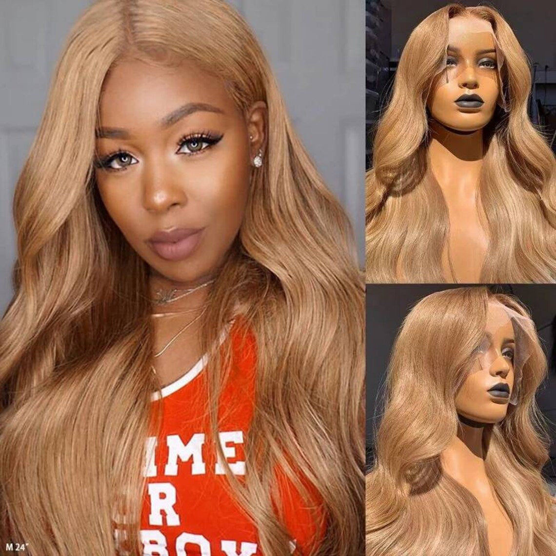 OneMore Honey Blonde Body Wave Wig 13x4 Lace Front Wig Glueless Wigs for Women