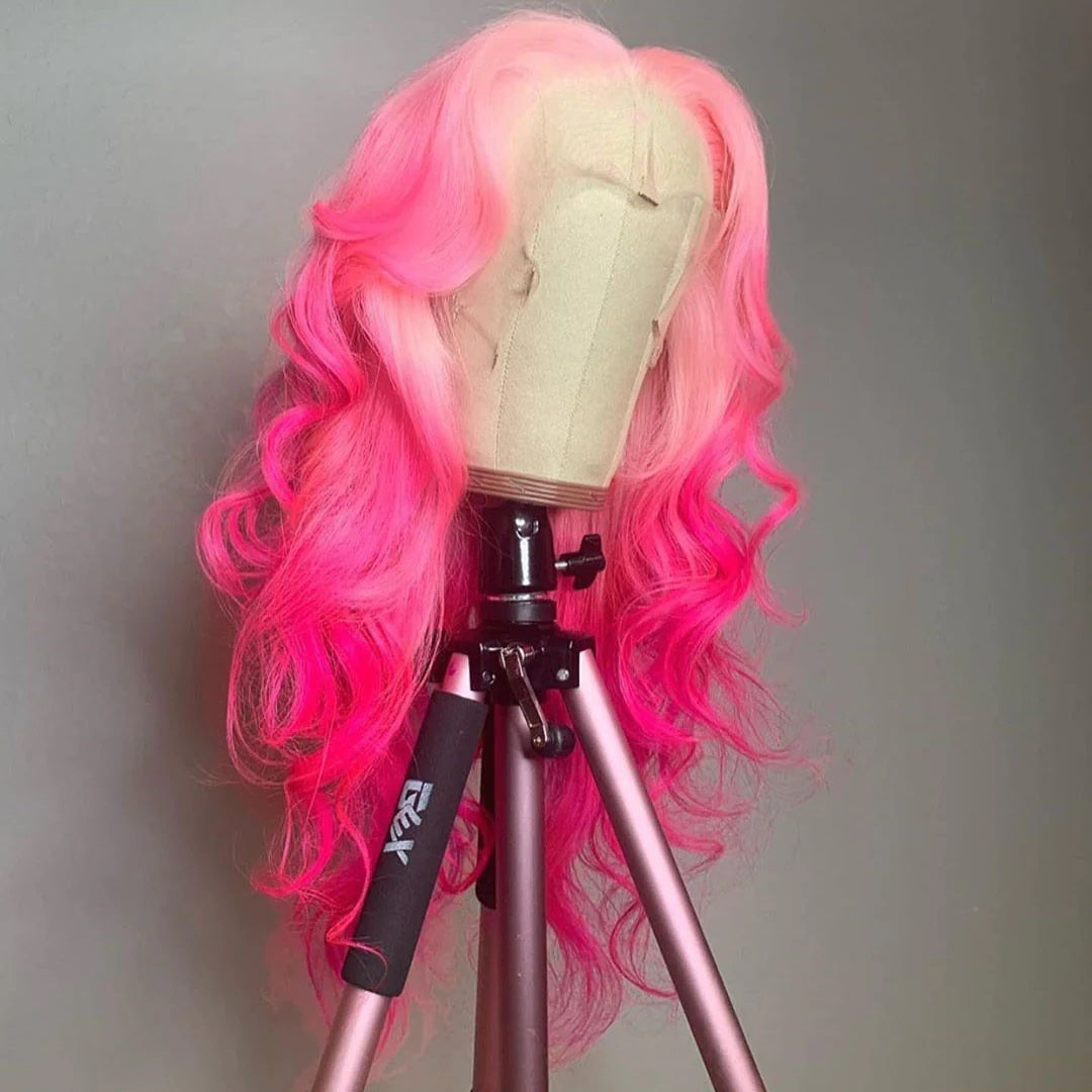Body Wave Rose Pink Hair 13x4 HD Lace Front Wig Colored Human Hair Wig Barbie Pink Hair