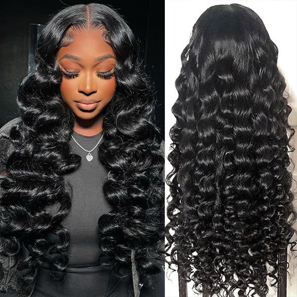 Glueless Loose Deep Wave Human Hair Wigs 13x4 HD Lace Front Wig Real HD Lace Wig