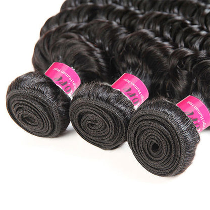 Brazilian Hair Human Hair Bundles Deep Wave 3 Bundles One More Hair